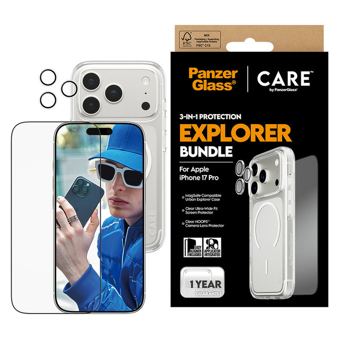Bundle 3-en-1 Explorer pour iPhone 17 Pro, PanzerGlass