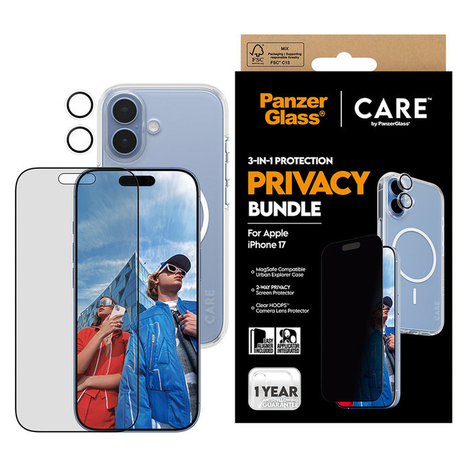 Bundle 3-en-1 Privacy pour iPhone 17, PanzerGlass