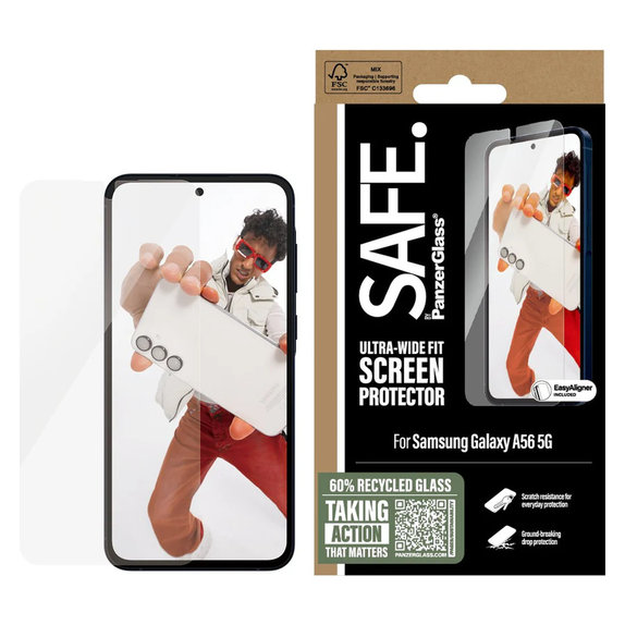 Verre trempé UWF avec applicateur pour Samsung Galaxy A56 5G, Clair, SAFE by PanzerGlass