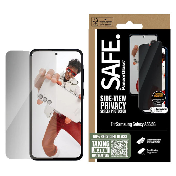 Verre trempé UWF Privacy pour Samsung Galaxy A56 5G, Noir, SAFE by PanzerGlass