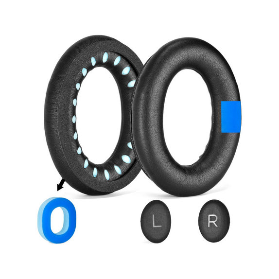 Coussinets de rechange pour Bose QC25, QC35, QC45, Mousse à mémoire + cuir PU, Noires, Gel Rafraîchissant, 1 Paire