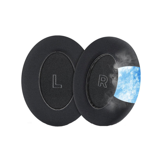 Coussinets de rechange pour Bose QC Ultra, Mousse à mémoire + en Textile + Cuir, Noires, Gel Rafraîchissant, 1 Paire