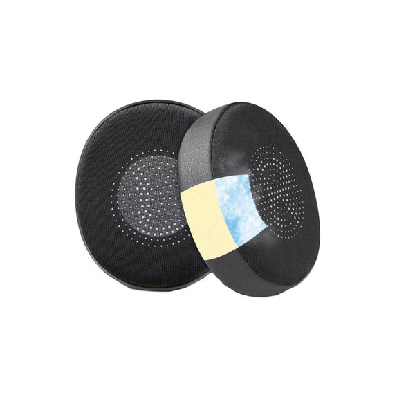 Coussinets de rechange pour Jabra Evolve2 40, 65 UC/MS, Elite 45h, Mousse à mémoire + cuir PU + en Textil, Noires, Gel Rafraîchissant, 1 Paire