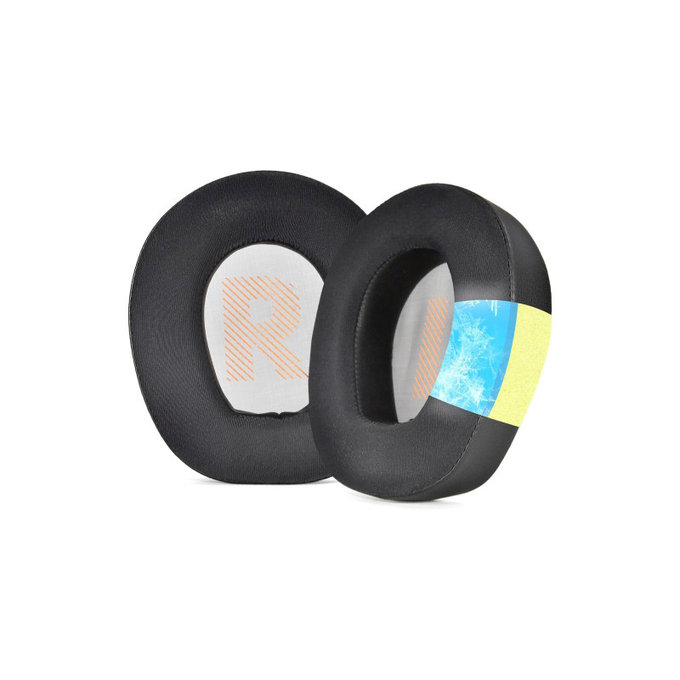 Coussinets de rechange pour JBL Quantum Q200, Q300, Mousse à mémoire + cuir PU + en Textil, Noires, Gel Rafraîchissant, 1 Paire