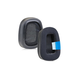 Coussinets de rechange pour Logitech G633 Artemis, G933 Artemis, Mousse à mémoire + en Textil + Cuir, Noires, Gel Rafraîchissant, 1 Paire
