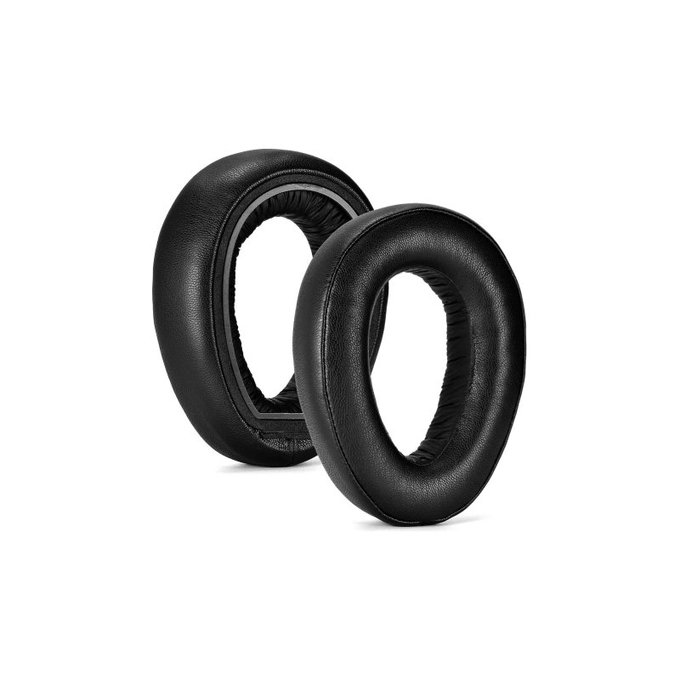Coussinets de rechange pour Sennheiser PXC550, PX550, Mousse à mémoire + Cuir, Noires, 1 Paire