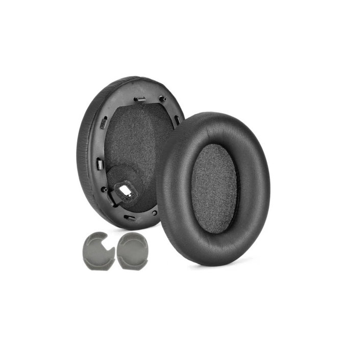Coussinets de rechange pour Sony WH-1000XM4, Mousse à mémoire + Cuir, Noires, 1 Paire