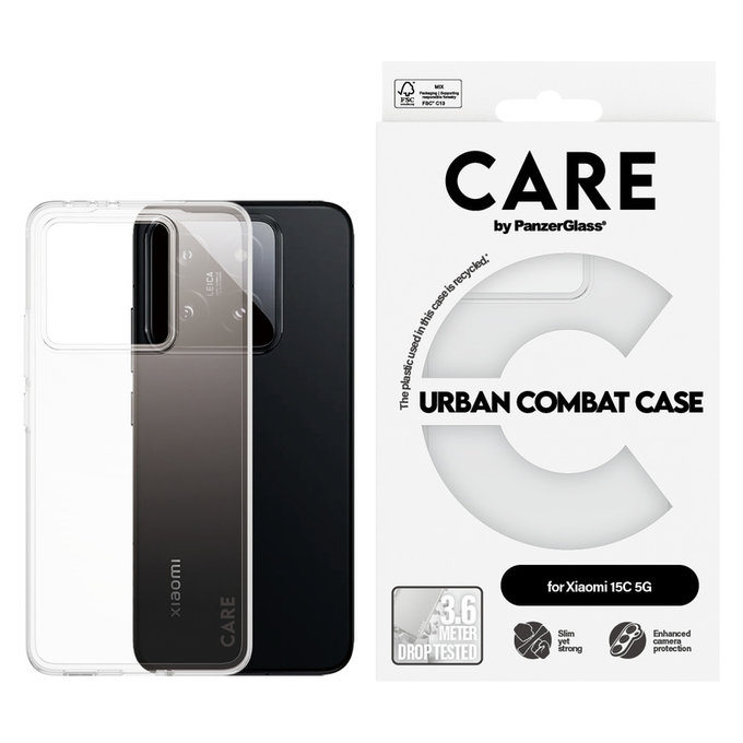 Étui Urban Combat pour Xiaomi 15C 5G, Transparent, PanzerGlass