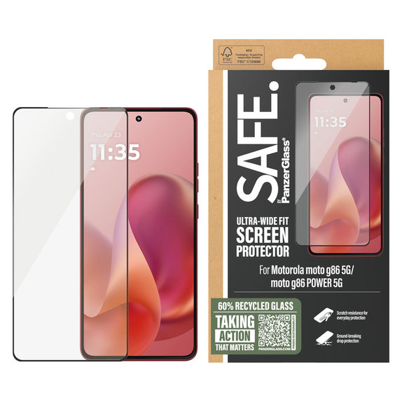 Verre trempé UWF pour Motorola Moto G86 Power, Noir, SAFE by PanzerGlass