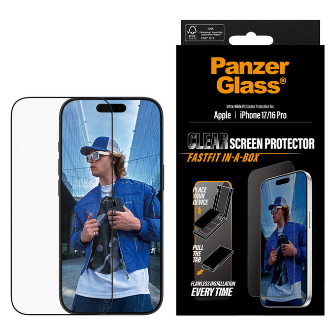 Verre trempé UWF avec applicateur pour Samsung A17/A17 5G, Clair, PanzerGlass