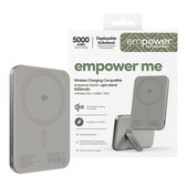 PowerBank sans fil 5000 mAh, avec support rotatif 20 W, compatible MagSafe, Qi2/USB-C, Titane, empower