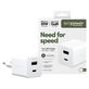 Adaptateur de voyage Grand Prix USB-C/USB-A, GaN, 35 W PD, blanc argenté, empower