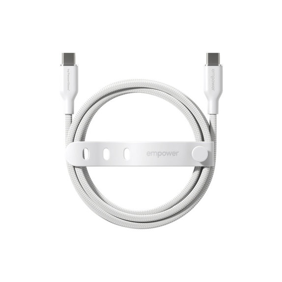 Câble USB-C, 60 W, Racing, 1,2 m, blanc argenté, empower