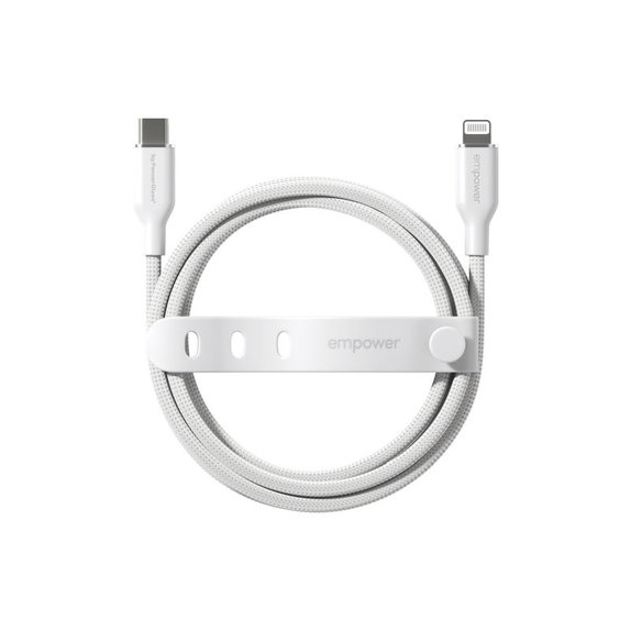 Câble USB-C/Lightning, 60 W, Racing, 1, 2 m, Blanc argenté, empower
