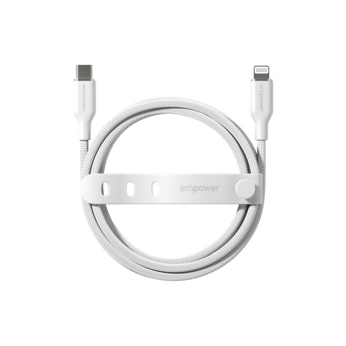 Câble USB-C/Lightning, 60 W, Racing, 1, 2 m, Blanc argenté, empower
