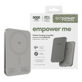 PowerBank sans fil 5000 mAh, 20 W, compatible avec MagSafe, Qi2/USB-C, Titane, empower