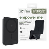 PowerBank sans fil 5000 mAh avec support rotatif, 20 W, compatible avec MagSafe, Qi2/USB-C, Space Black, empower
