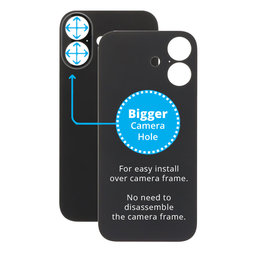Apple iPhone 17 - Verre du boîtier arrière avec plus grand trou pour l'appareil photo (Black)