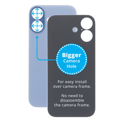 Apple iPhone 17 - Verre du boîtier arrière avec plus grand trou pour l'appareil photo (Mist Blue)
