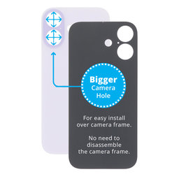 Apple iPhone 17 - Verre du boîtier arrière avec plus grand trou pour l'appareil photo (Lavender)