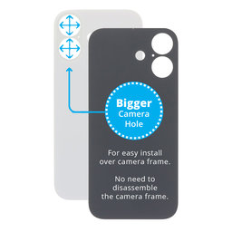 Apple iPhone 17 - Verre du boîtier arrière avec plus grand trou pour l'appareil photo (White)