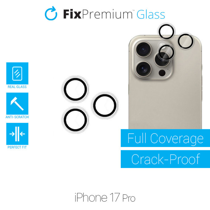 FixPremium Glass - Verre Trempé Caméra Arrière sans Cadre pour iPhone 17 Pro