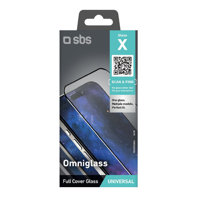 Verre trempé universel Omniglass X, Noir, SBS