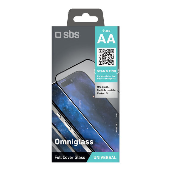 Verre trempé universel Omniglass AA, Noir, SBS