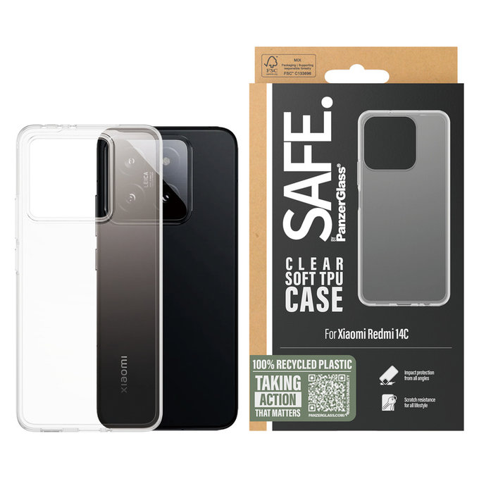 Étui TPU pour Xiaomi Redmi 14C, Transparent, SAFE by PanzerGlass
