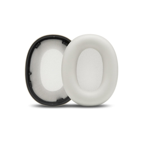Coussinets de rechange pour Sony WH-1000XM6, Mousse à mémoire + cuir PU, Blanches, 1 Paire