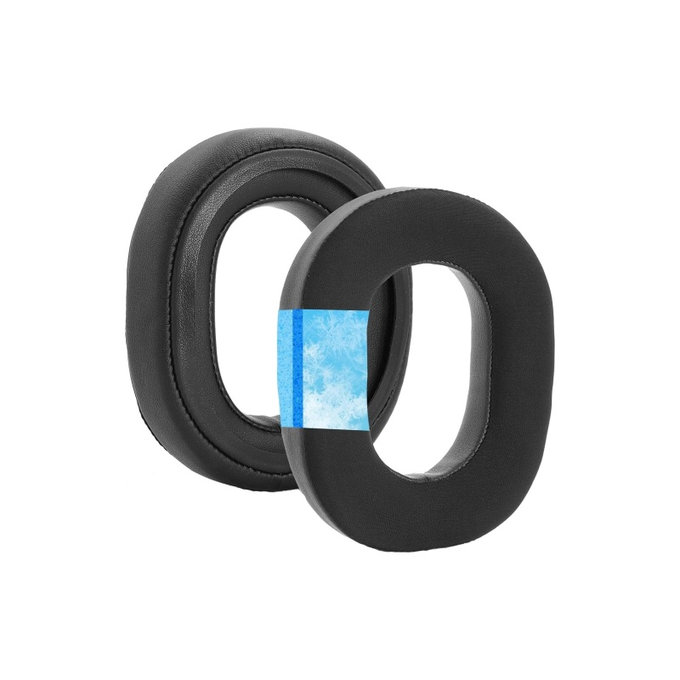 Coussinets de rechange pour Razer Blackshark V3, V3X, Mousse à mémoire + Textile + cuir PU, Noires, Gel Rafraîchissant, 1 Paire