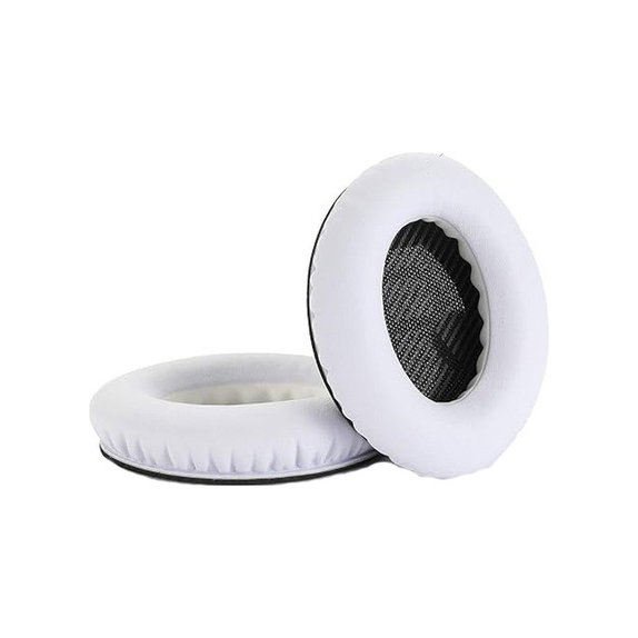 Coussinets de rechange pour Bose QuietComfort 2, 15, 25 et 35, Mousse à mémoire + cuir PU, Noir-blanc, 1 Paire