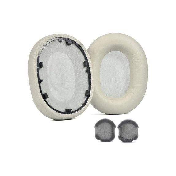 Coussinets de rechange pour Sony WH-1000XM5, Mousse à mémoire + cuir PU, Grises, 1 Paire