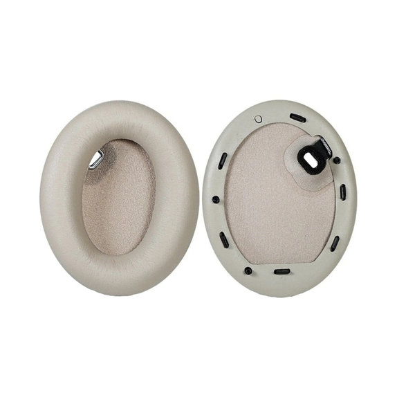 Coussinets de rechange pour Sony WH-1000XM4, Mousse à mémoire + cuir PU, Beiges, 1 Paire