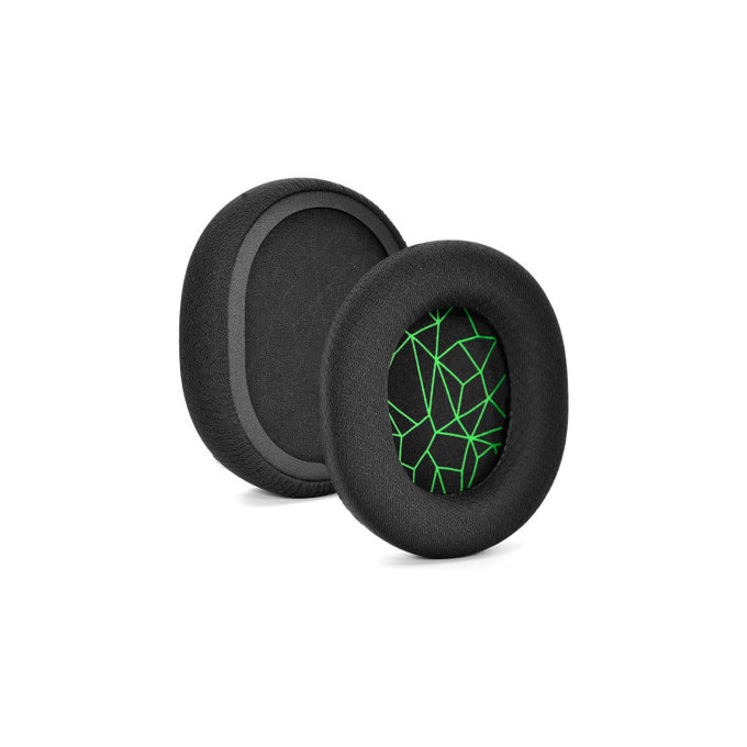 Coussinets de rechange pour SteelSeries Arctis 3, 5, 7, 9 Pro, Mousse à mémoire + Textile, Noir / Vert, 1 Paire