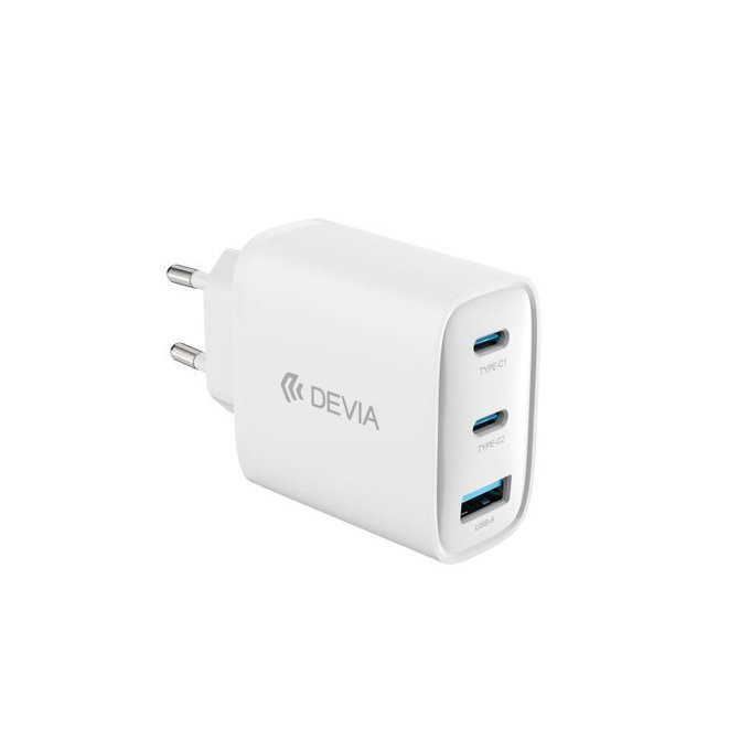 Adaptateur de charge Extreme Speed, 2x USB-C + USB-A, PD 65W, blanc, Devia