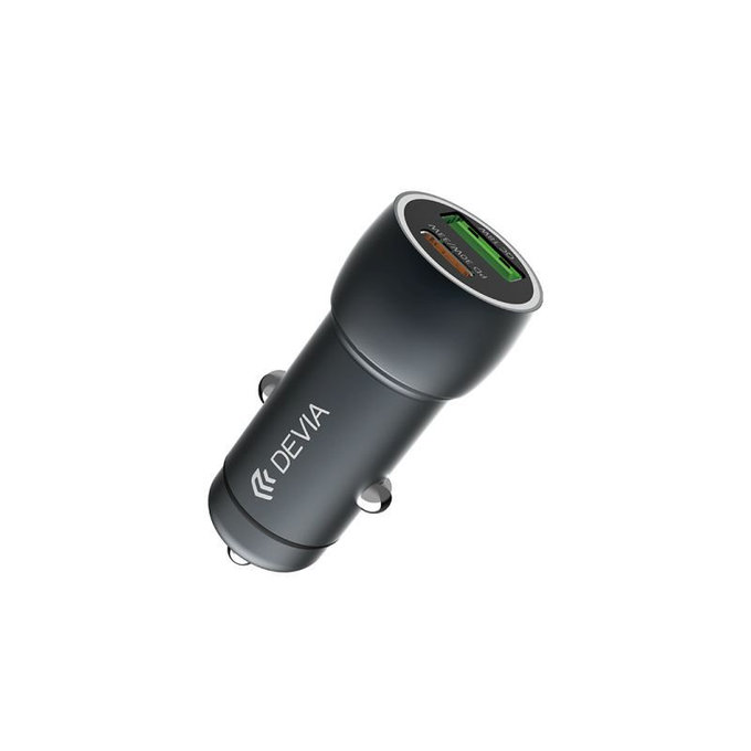 Chargeur voiture Extreme Speed USB-C + USB-A, PD 30W, QC 3.0 18W, gris, Devia