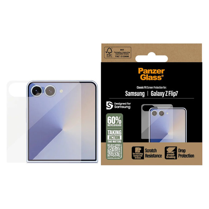Verre trempé Classic Fit pour Samsung Galaxy Z Flip7, Clair, PanzerGlass