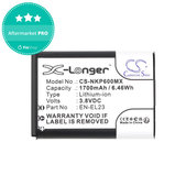 Batterie pour Nikon Coolpix, 1700mAh, Li-Ion, 3.8V, EN-EL23, HQ