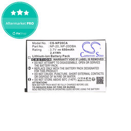 Batterie pour Casio Exilim Card Ex-S880, 650mAh, Li-Ion, 3.7V, NP-20, HQ