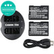 2 batteries avec chargeur pourNikon Coolpix P7000, P7700, D3100, D3200, D5100, 1030mAh, Li-Ion, 7.4V, EN-EL14, HQ