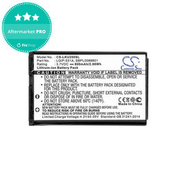 Batterie pour LG T500, 800mAh, Li-Ion, 3.7V, LGIP-531A, HQ