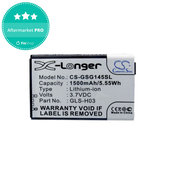 Batterie pour Gigabyte GSmart G1345, 1500mAh, Li-Ion, 3.7V, GLS-H03, HQ