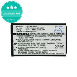 Batterie pour LG 230 Nite, 650mAh, Li-Ion, 3.7V, LGIP-430A, HQ
