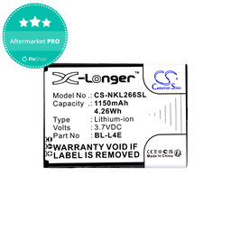 Batterie pour Nokia 2660 Flip 4G, 1150mAh, Li-Ion, 3.7V, BL-L4E, HQ
