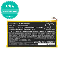 Batterie pour Acer Iconia One 10 B3-A40, 6000mAh, Li-Pol, 3.7V, PR-279594N, HQ