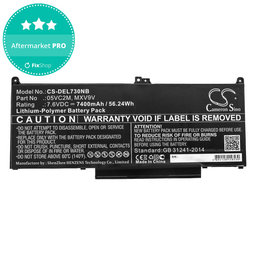 Batterie pour Dell Latitude 13 7300, 14 7400, 7400mAh, Li-Pol, 7.6V, 05VC2M, HQ