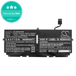 Batterie pour Dell XPS 13 9300, 9380, 9310, 6500mAh, Li-Pol, 7.6V, 2XXFW, HQ