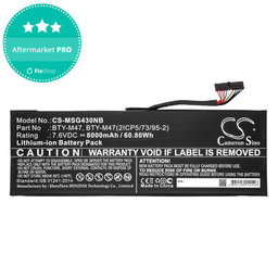 Batterie pour MSI GS40, GS43, MS14, 8000mAh, Li-Ion, 7.6V, BTY-M47, HQ
