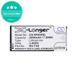 Batterie pour Nokia Lumia 650, 2000mAh, Li-Ion, 3.8V, BV-T3G, HQ